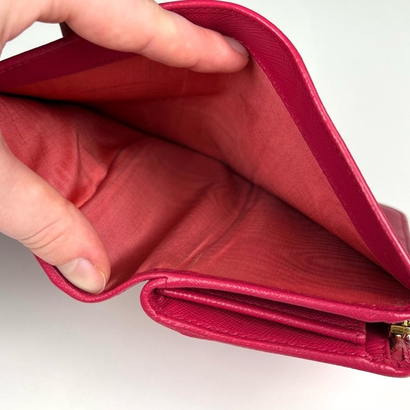 Prada Saffiano Bifold Wallet Fire Pink - Picture 8 of 9